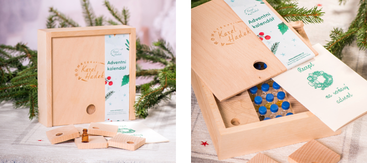 Dřevěná krabička s vánočními vůněmi