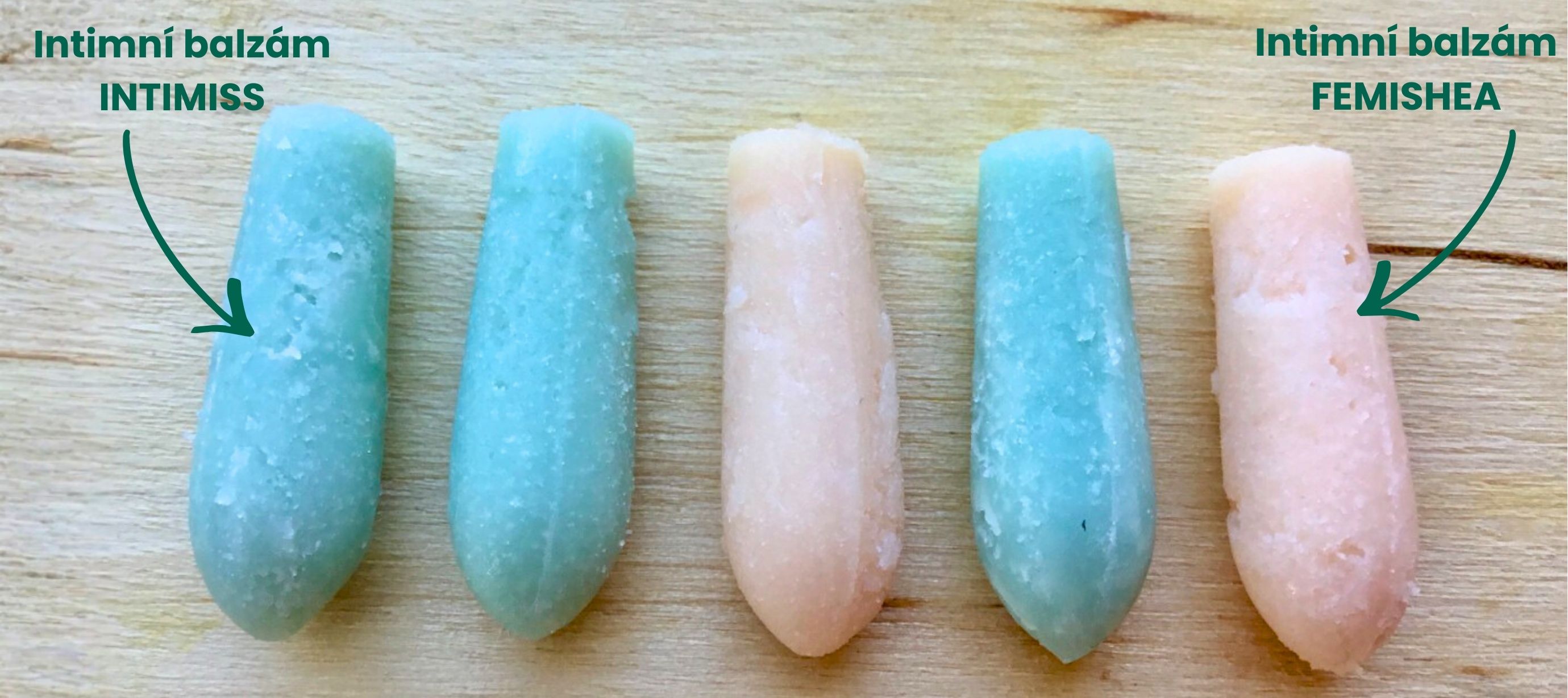 Čípky vyrobené z intimního balzámu Intimiss a Femishea