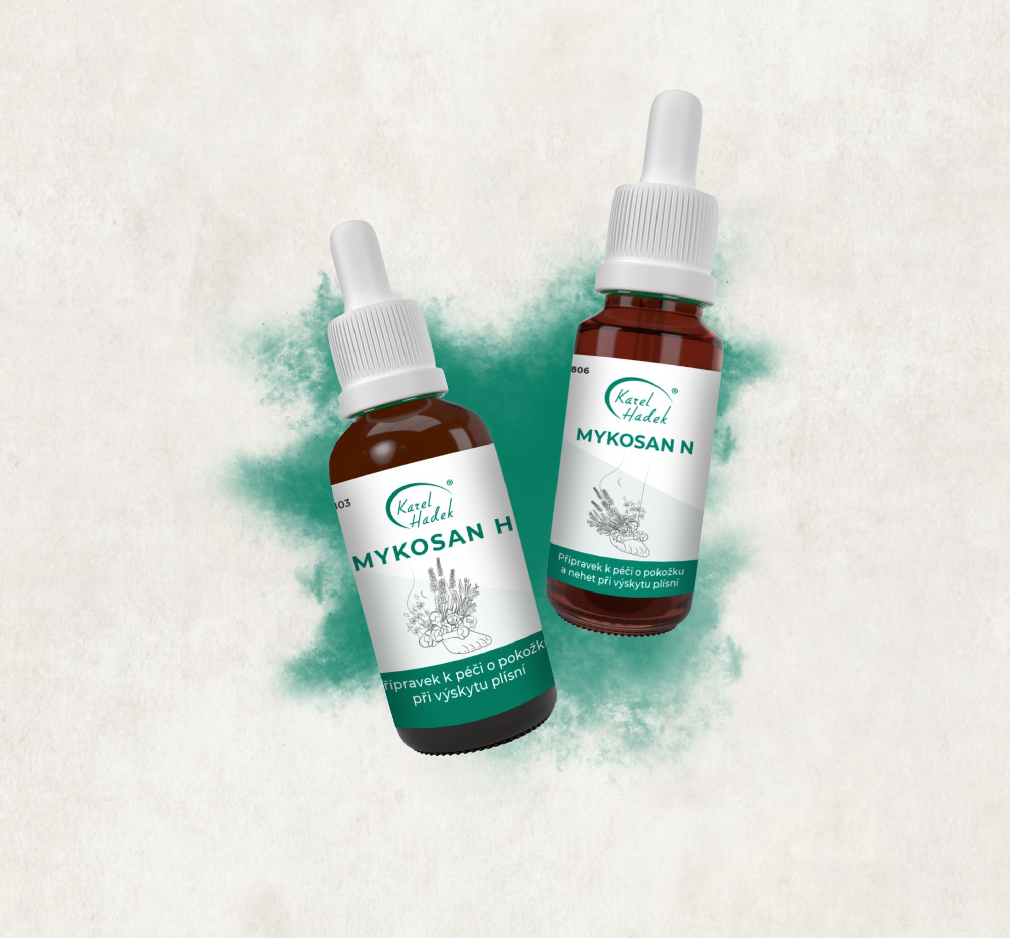 Přípravky na plíseň nehtů Mykosan H a Mykosan N.
