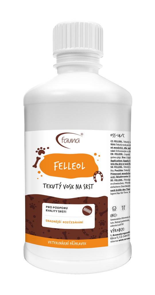 Tekutý vosk FELLEOL pro úpravu srsti psů, koček, koní 500 ml