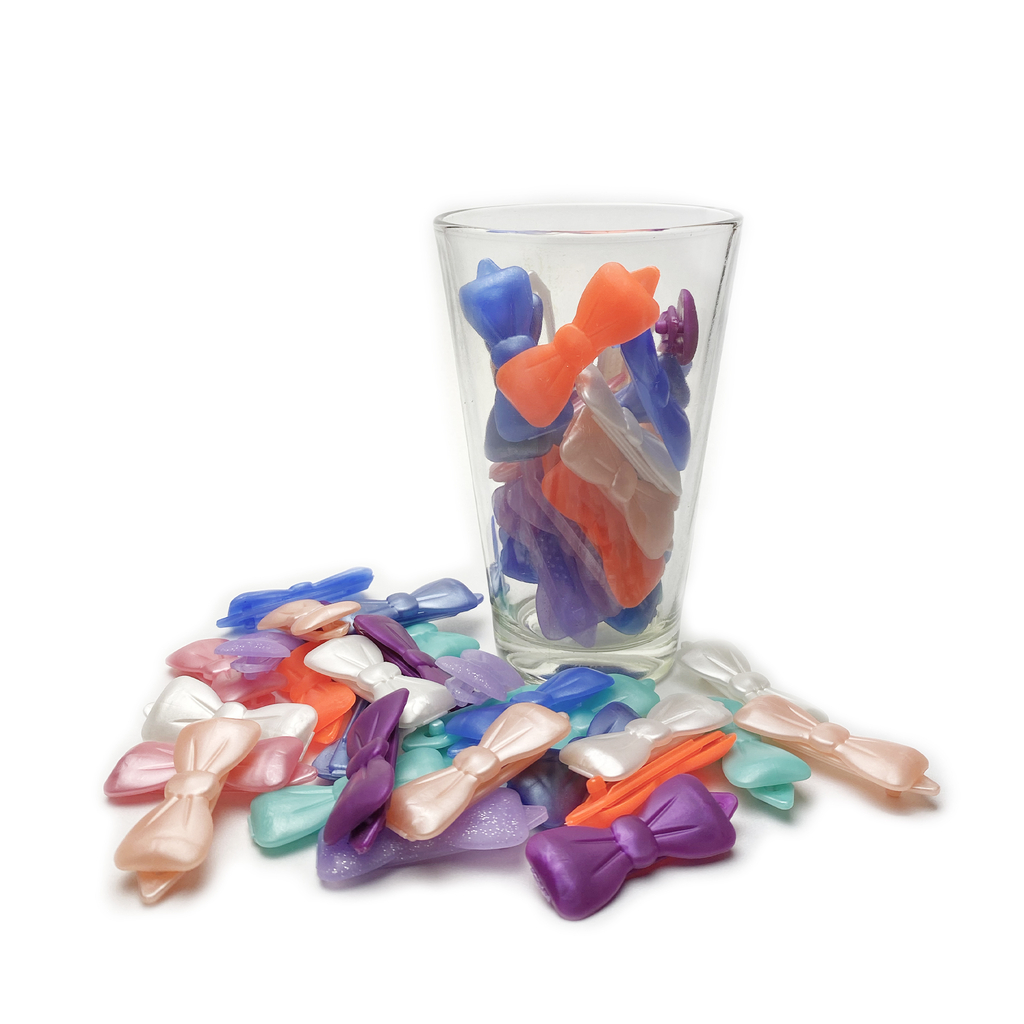 Mašle na srst pro psy 3,5 cm perleťová modrá transparentní